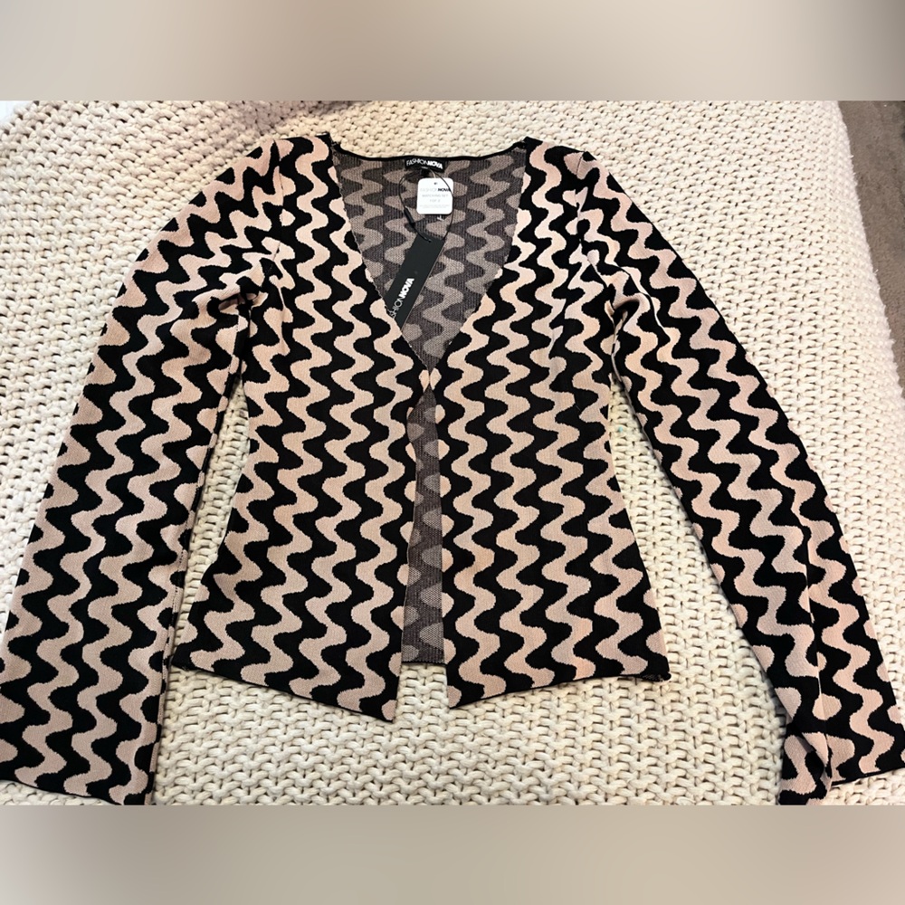 Pink and Black Zigzag Cardigan